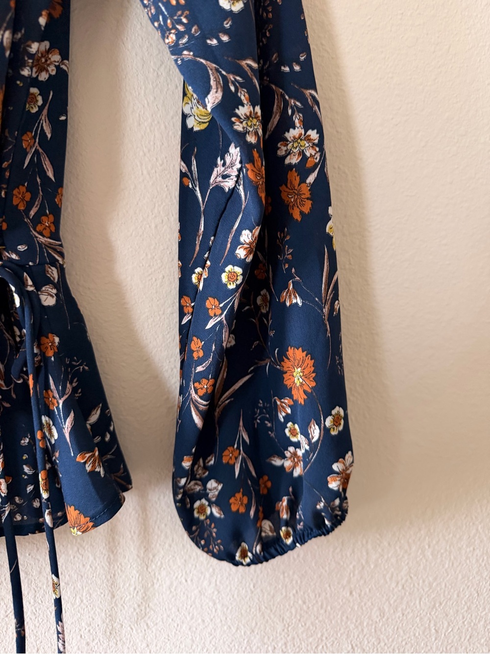 nine britton Navy Floral Wrap Blouse with Tie Waist - Picture 5 of 6
